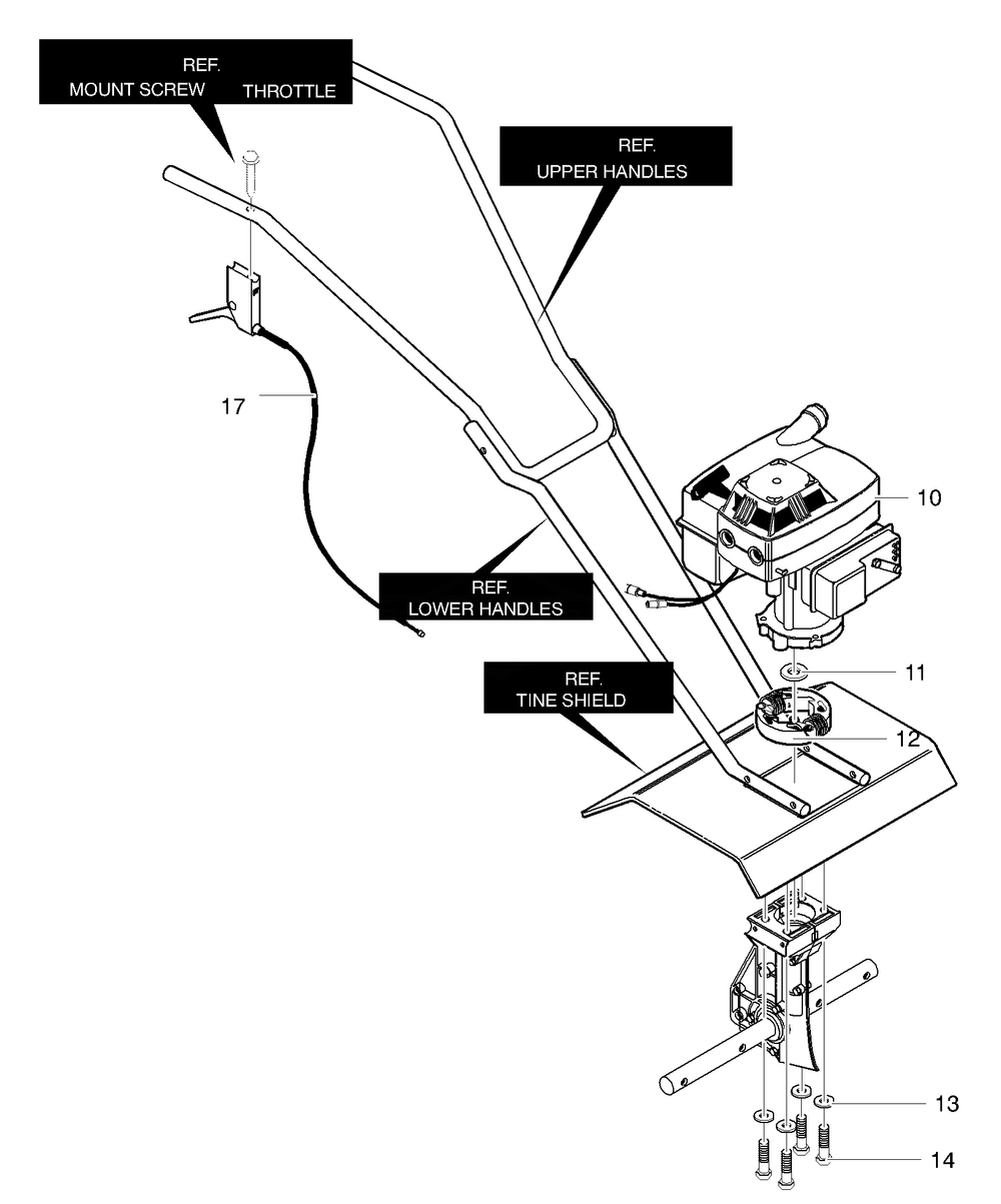 Engine Mount Diagram and Parts List for 11052X4NA 2003 Briggs and Stratton Cultivator